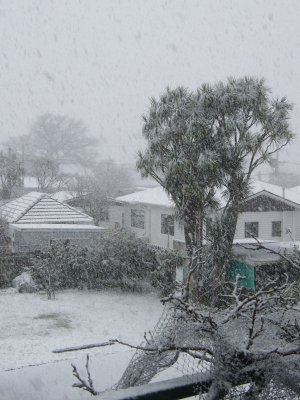 Snowing hard